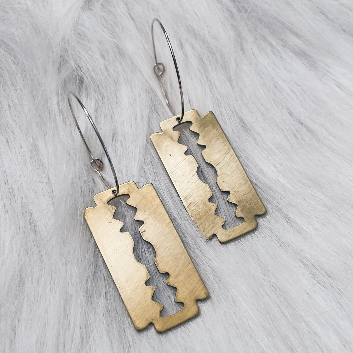 Razor Blade Silver Earrings