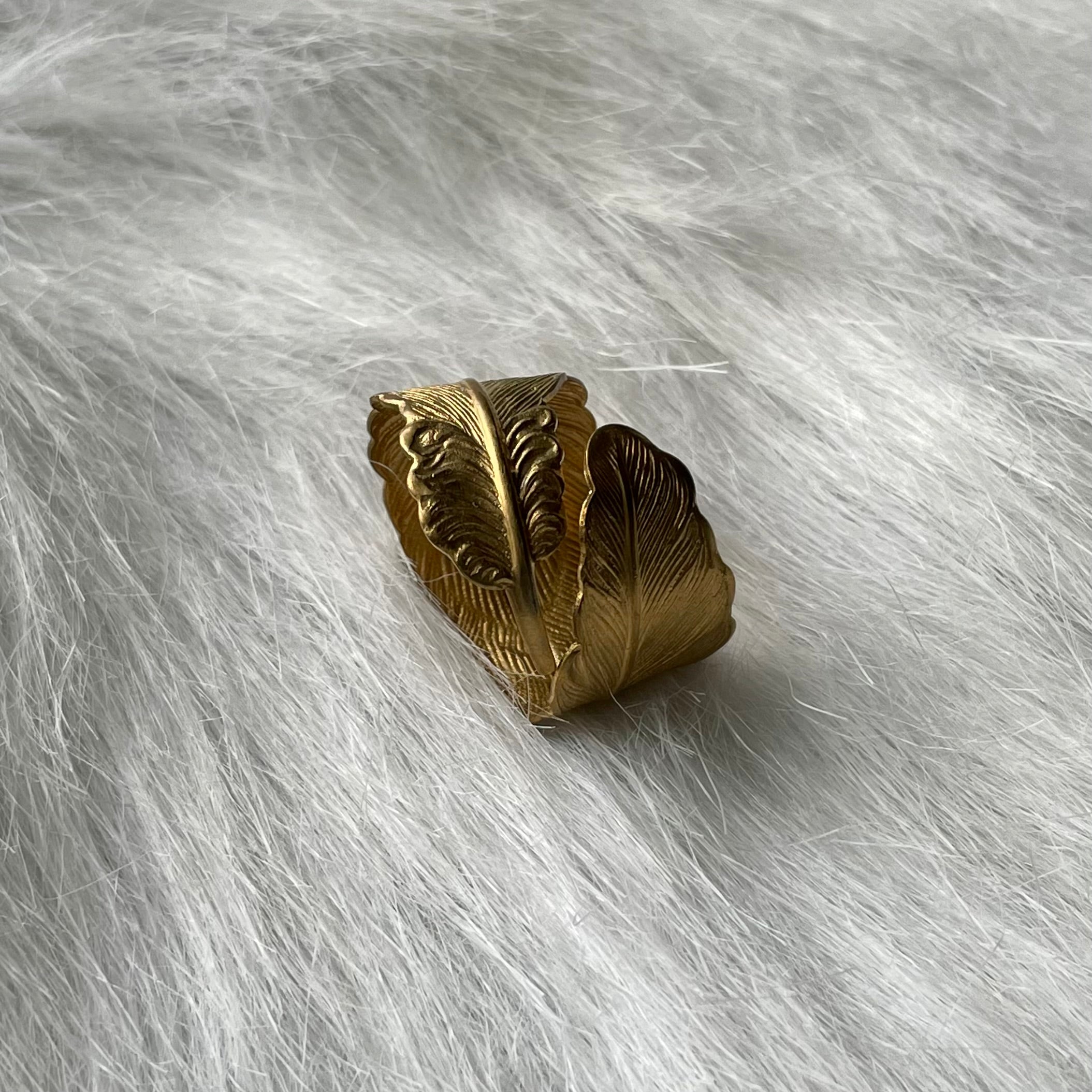 Large Feather Brass Bandana Ring