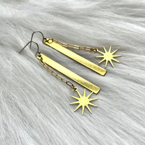 Arm Yourself: Flail (Short) Brass Earrings