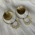 Load image into Gallery viewer, Sunflowers in Bloom Brass Earrings
