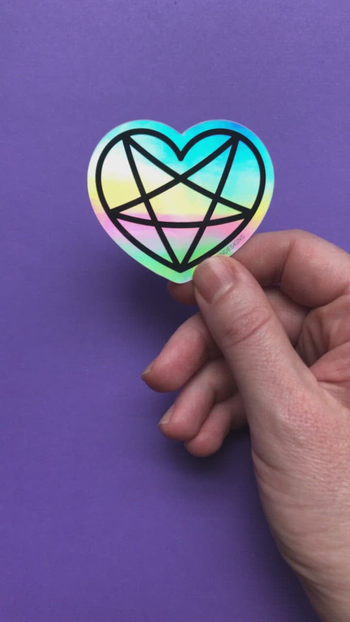 Pentacle Heart Holo Sticker