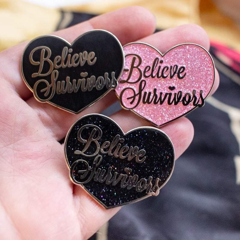 Believe Survivors Pin: Sparkle Black - Tibbin Designs