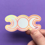 Load image into Gallery viewer, Triple Moon Holo Sticker - Tibbin Designs
