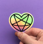 Load image into Gallery viewer, Pentacle Heart Holo Sticker - Tibbin Designs
