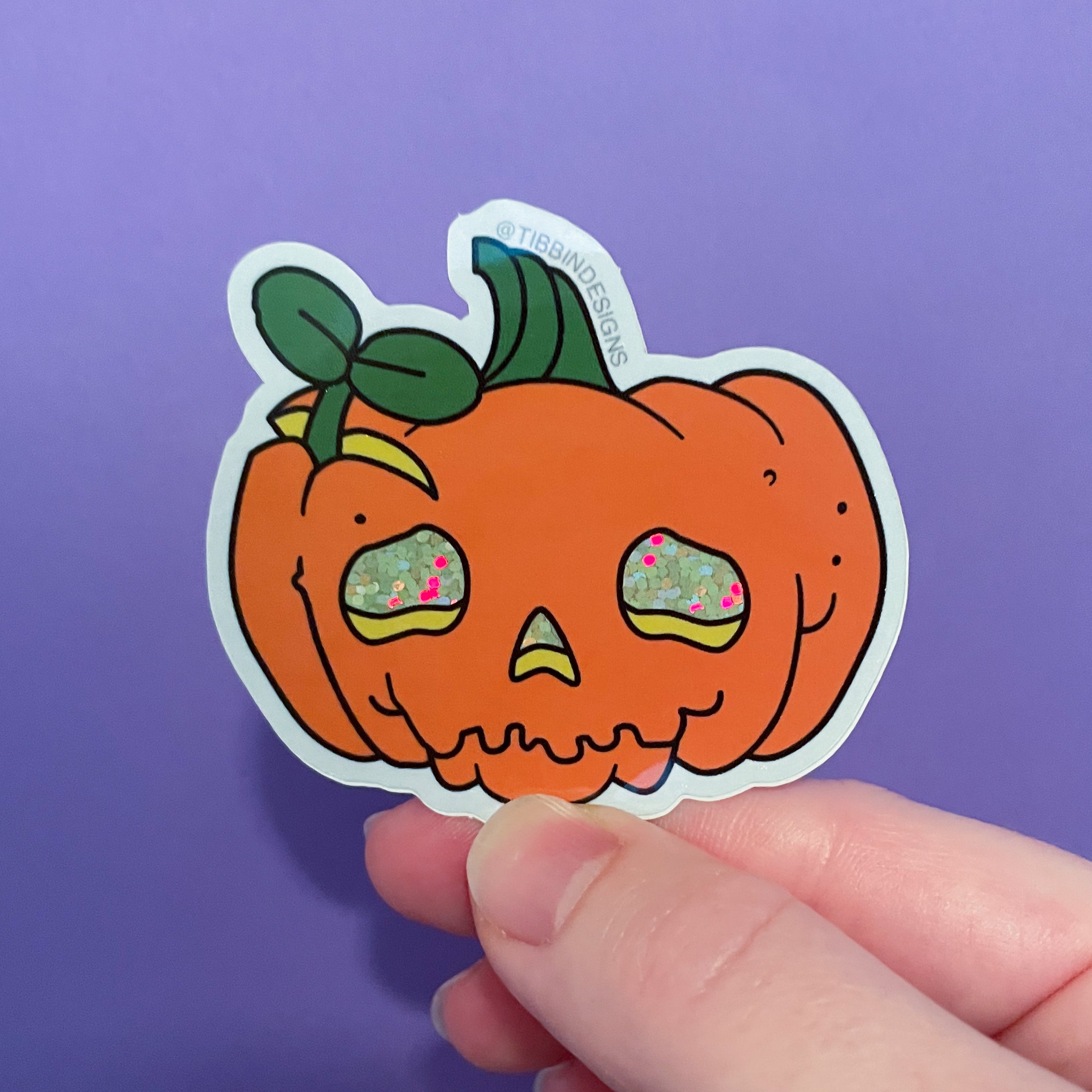 Tib-o'-Lantern Pumpkin Glitter Sticker