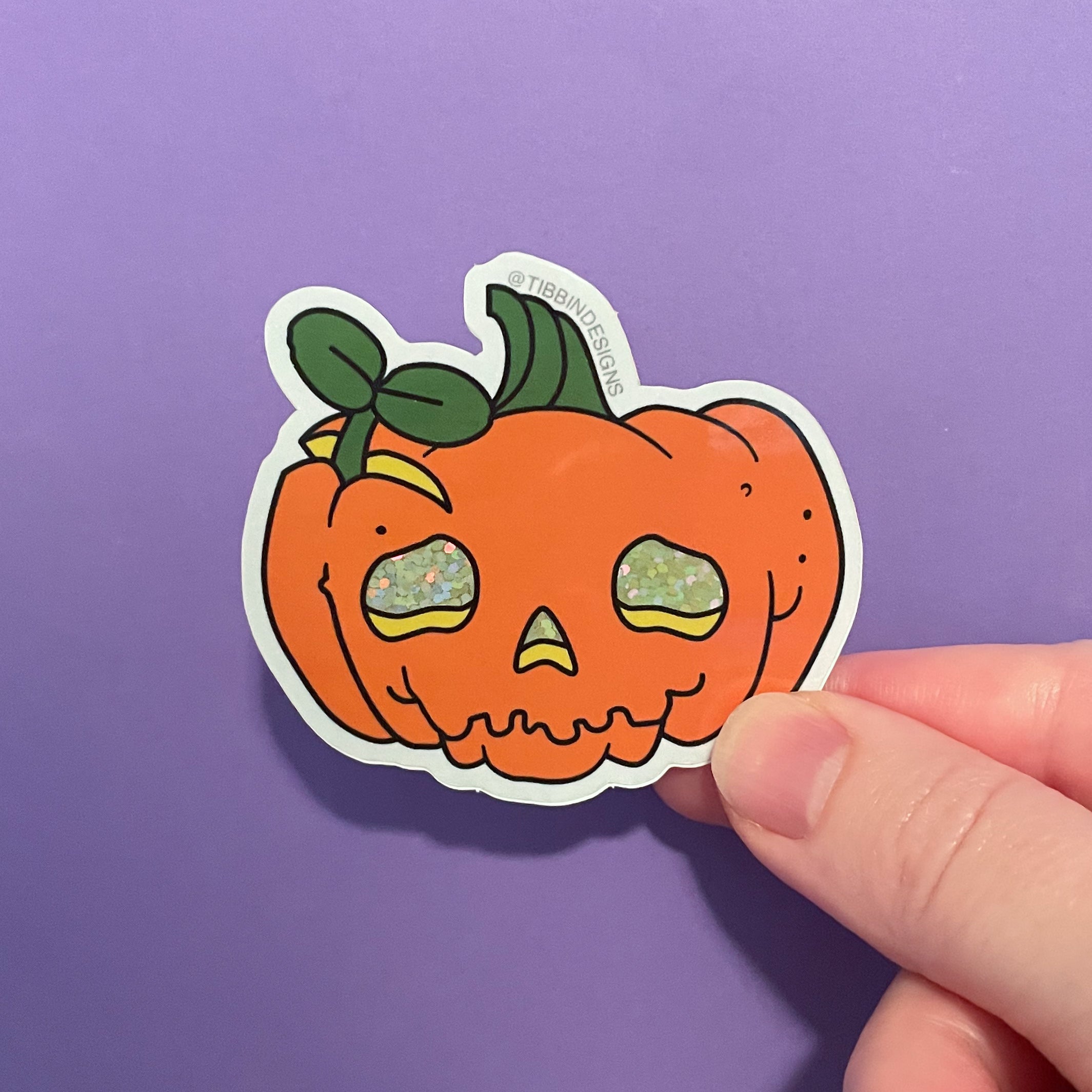 Tib-o'-Lantern Pumpkin Glitter Sticker
